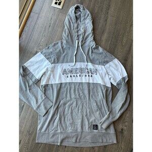 American Eagle Sweater Men LT Gray Pullover Hoodie Long Sleeve Sweatshirt